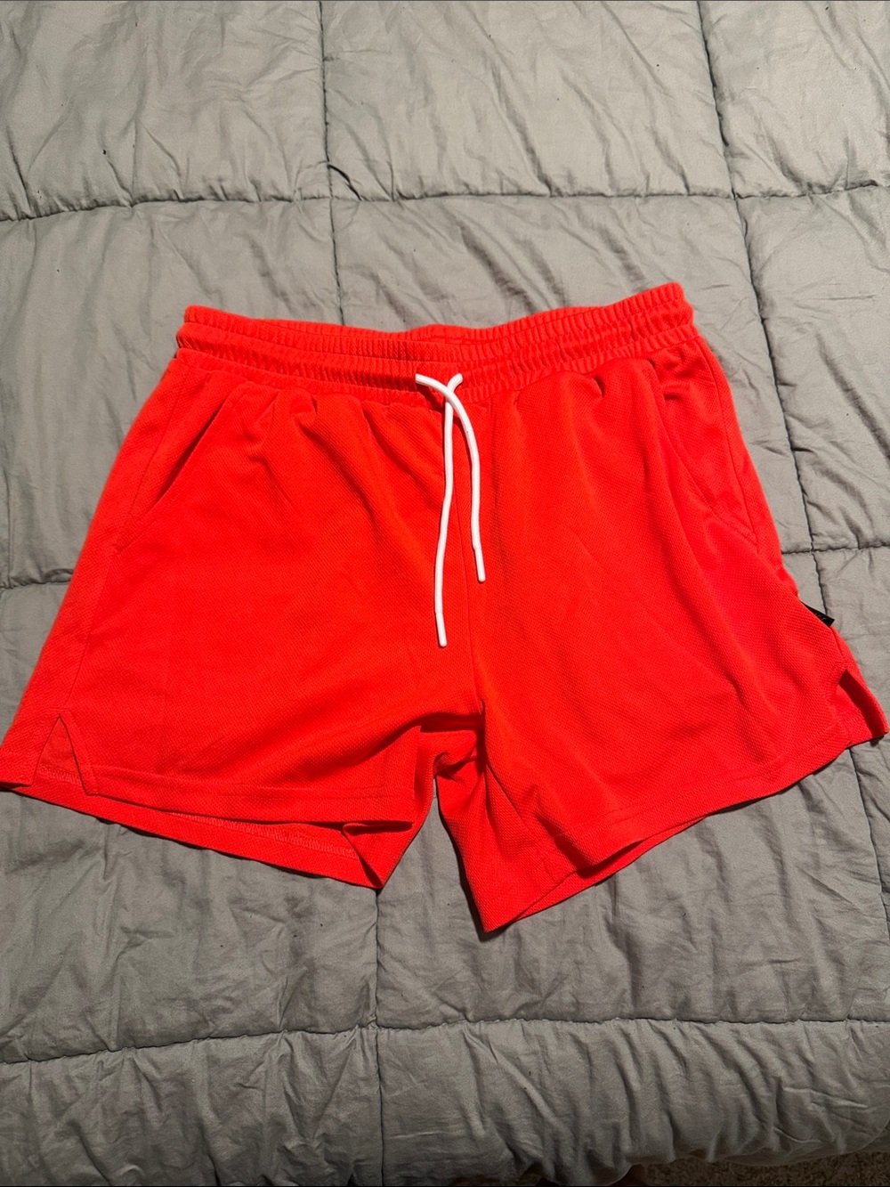 Pact Men's Red Athletic Shorts with White Drawstring